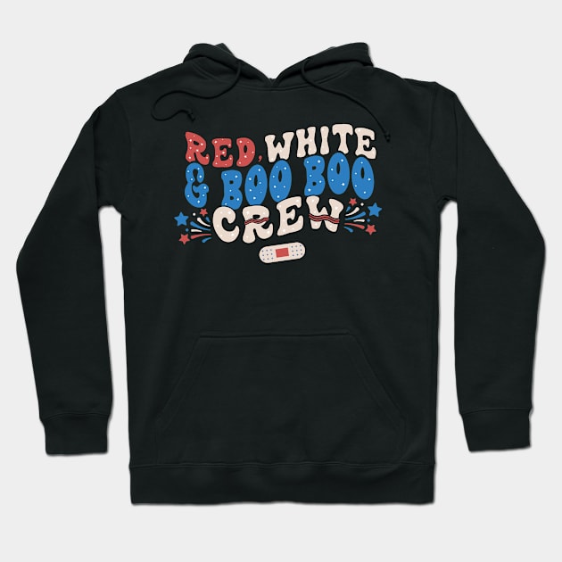 Red, White & Boo Boo Crew Nurse Hoodie by EvetStyles